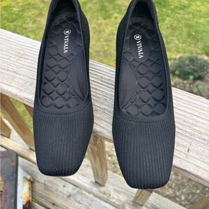 Vivaia Black Slip-On Women’s Wedges Comfortable Everyday Shoes